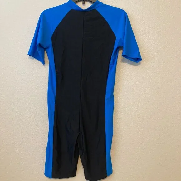 SBART Short Sleeve One Piece Swimwear Swimsuit Blue and black L - Picture 3 of 3